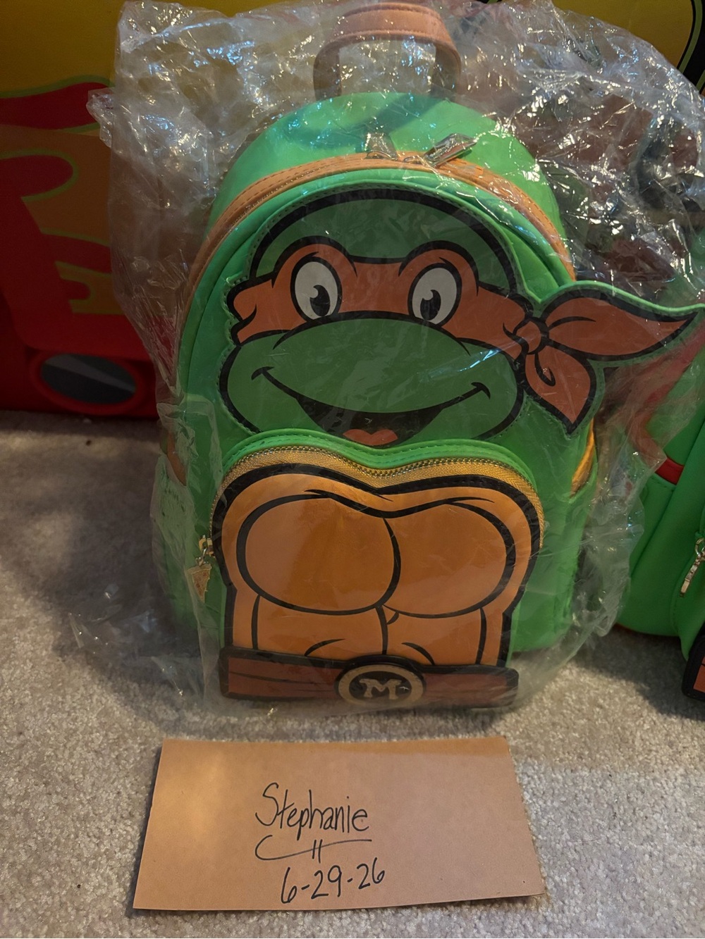 Loungefly Teenage Mutant Ninja Turtles Michelangelo Green Orange Mini Backpack
